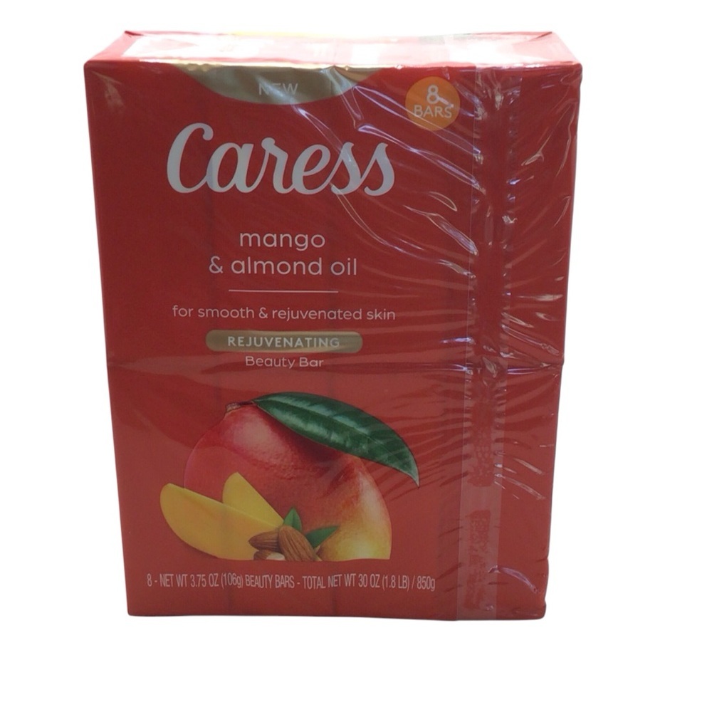 8 Pack Caress Mango & Almond Oil Rejuvenating 3.75 oz Bar Soap - Picture 5 of 9